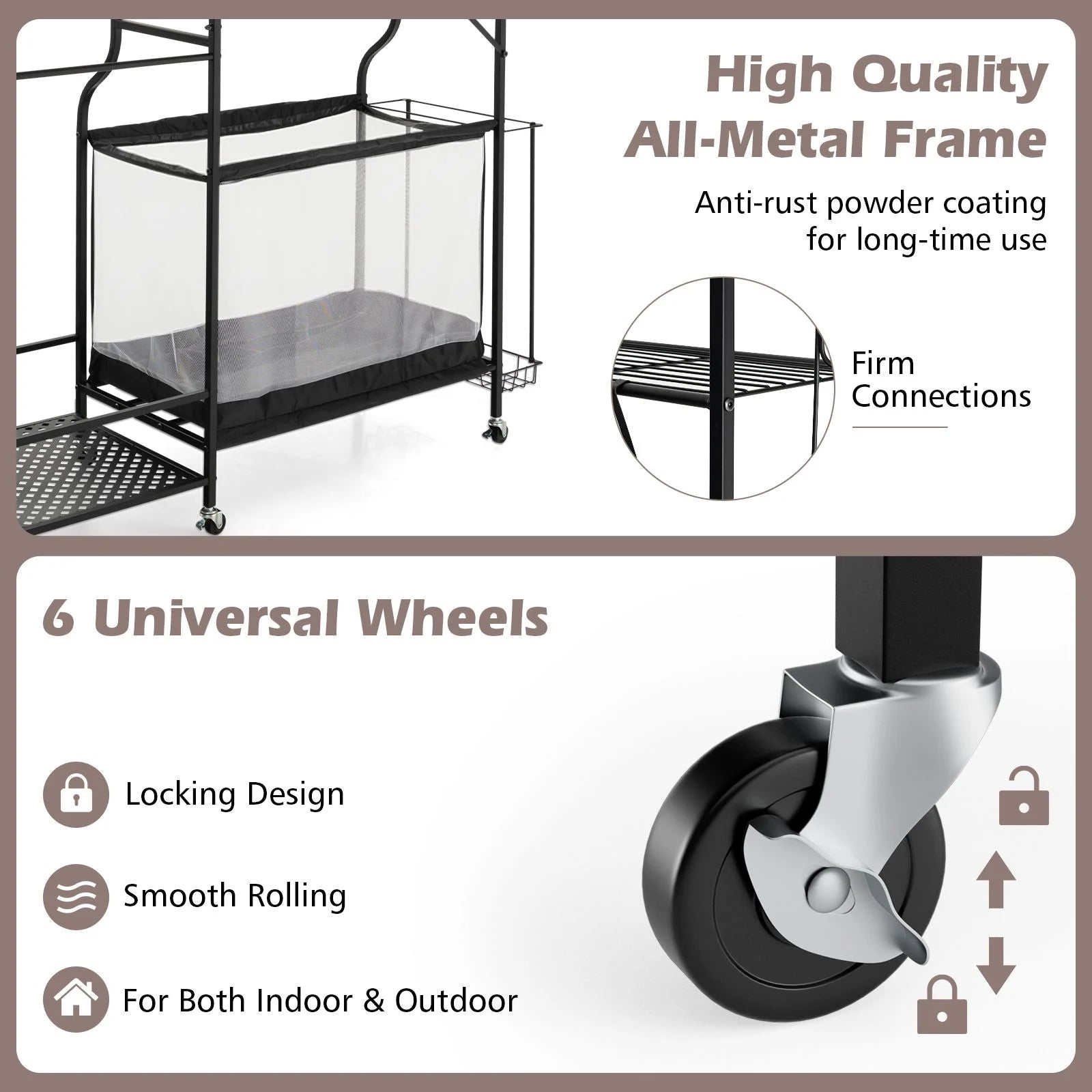 Metal Sports Equipment Organizer with Adjustable Shelving for Ball Storage