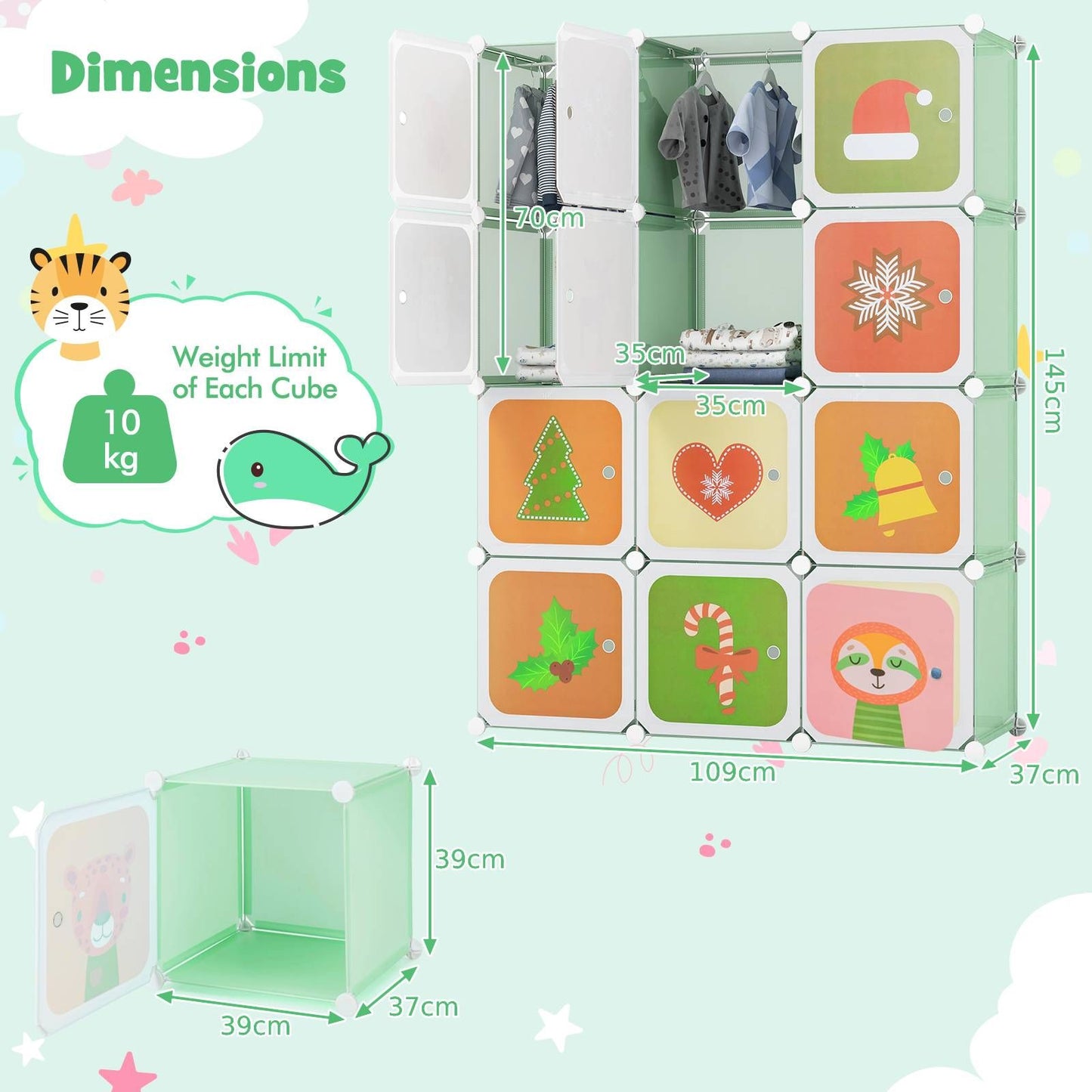 12-Cube Wardrobe for Children - Stylish Baby Dresser and Kids Bedroom Armoire