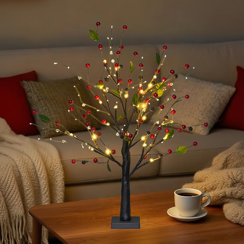 Red & Gold LED Fruit Tree Lights for Halloween, Christmas & Party Decor