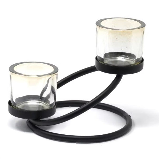 Centrepiece Iron Votive Candle Holder - 2 Cup Double Step