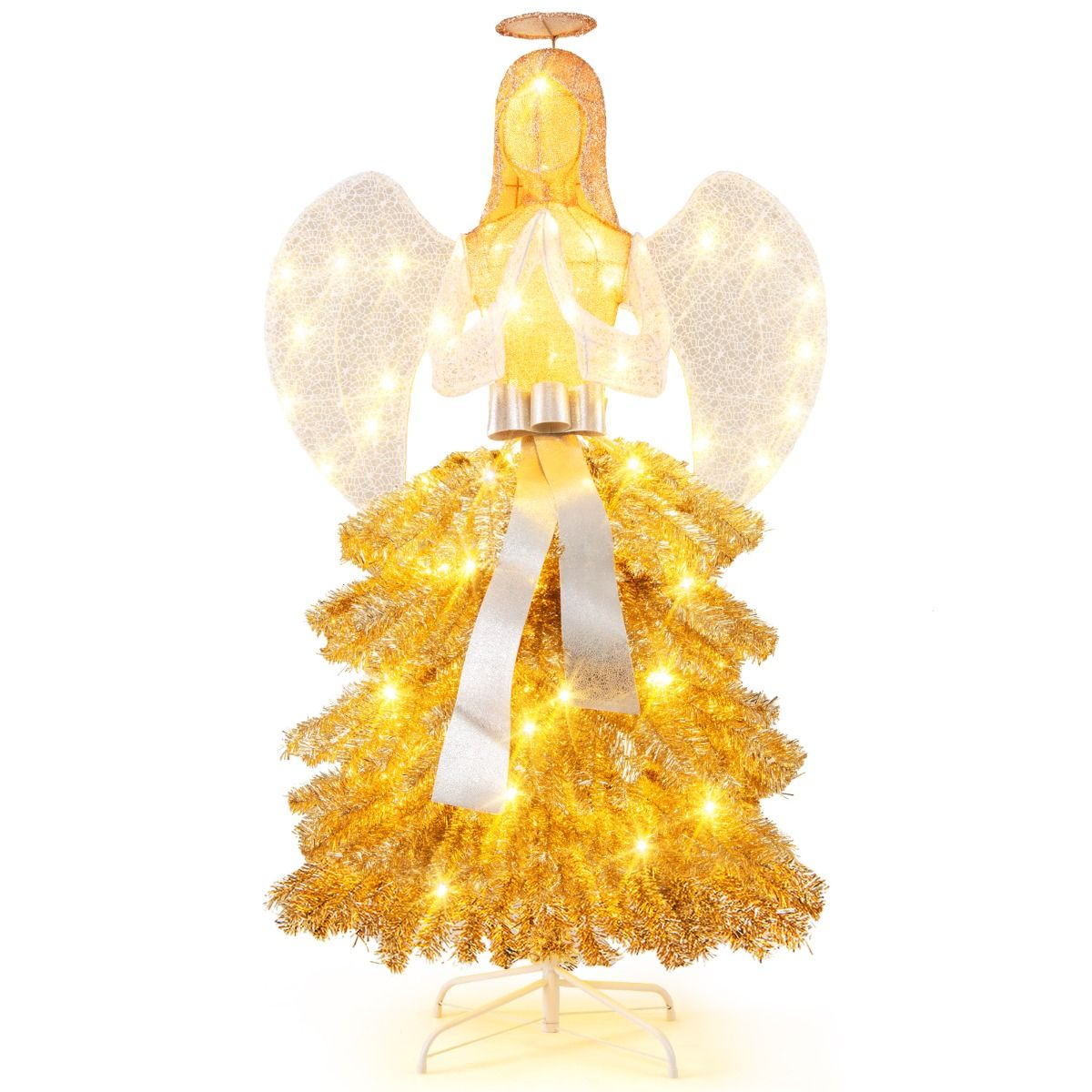 1.57M Illuminated Christmas Angel Tree with Praying Hands