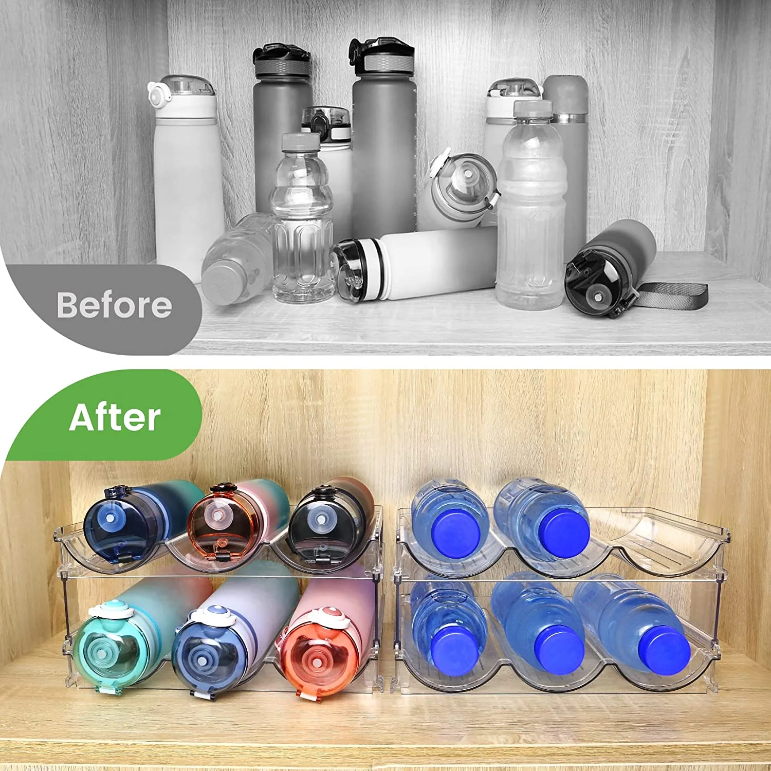 2-Pack Stackable Water Bottle Organizer - Declutter Your Cabinets! 💧✨