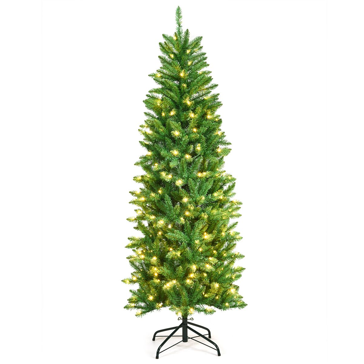 Pre-Lit Pencil Christmas Tree with Warm White UL-Listed Lights for Holiday Cheer