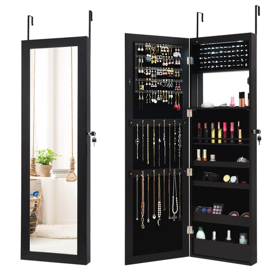 120Cm Full Length Lockable Mirror Jewelry Cabinet with 15 Leds