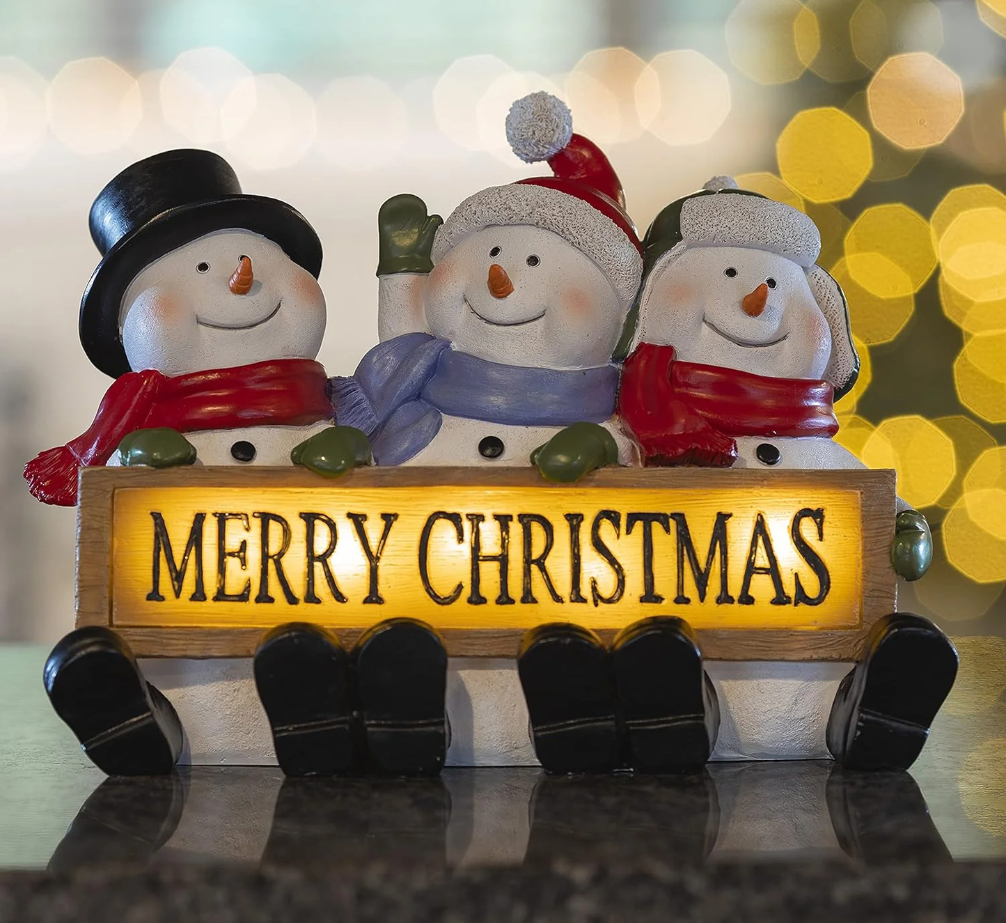 Lighted Snowman Trio - Festive LED Christmas Decor for Indoor Holiday Cheer