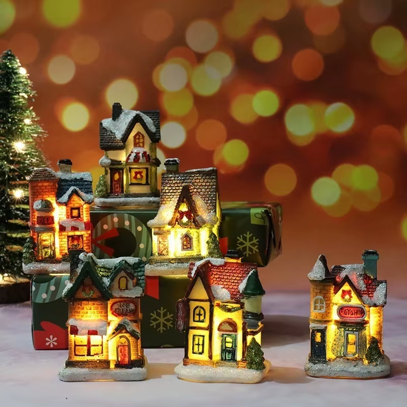 Charming Resin House Christmas Decor - Perfect Holiday Gift Ornaments