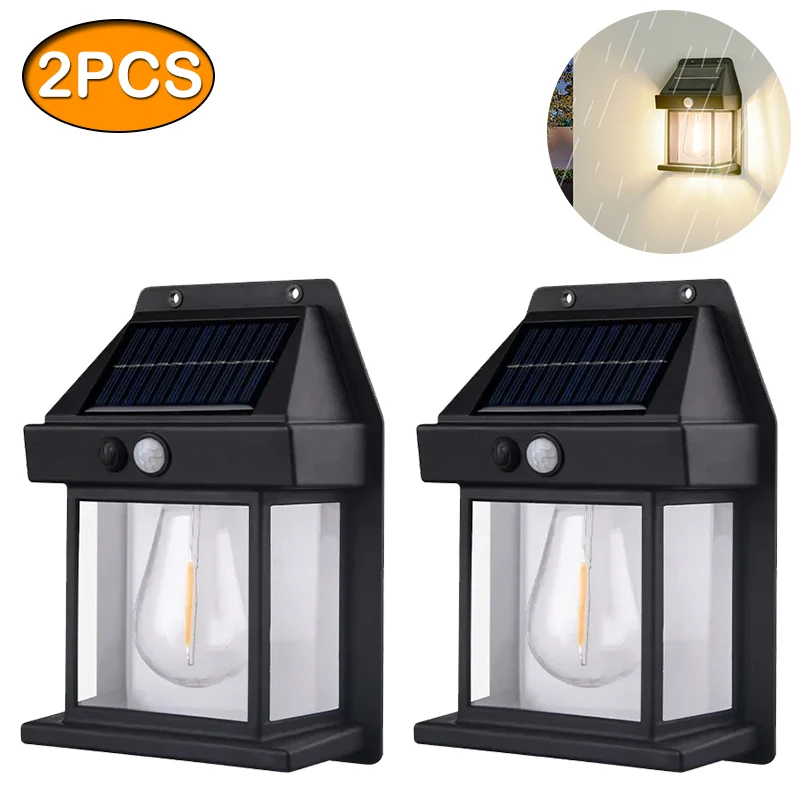 Solar Tungsten Night Lamp Intelligent Motion Sensor Wall Lamp 3 Lighting Modes W