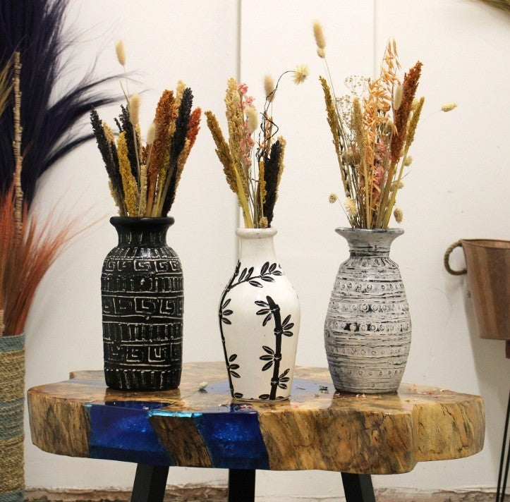 Ceramic Vases for dried arranging - Indonesian - Fairly Traded - Swirls shapes