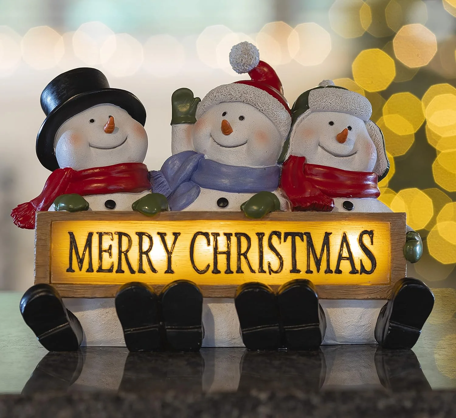 Lighted Snowman Trio - Festive LED Christmas Decor for Indoor Holiday Cheer