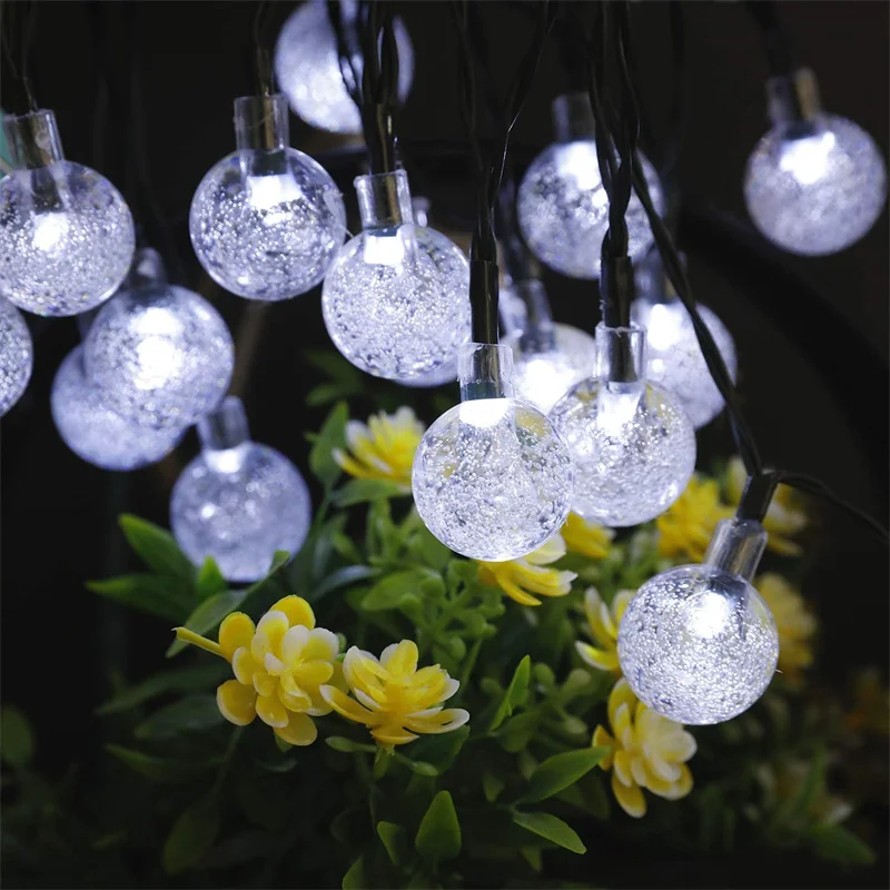Waterproof Solar String Lights - 8 Modes Decorative Globe Garland for Outdoors