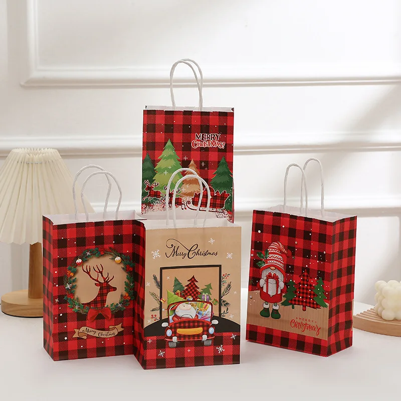 4 x Christmas Gift Bags for Snacks, Jewelry & More - Kraft Paper Bags
