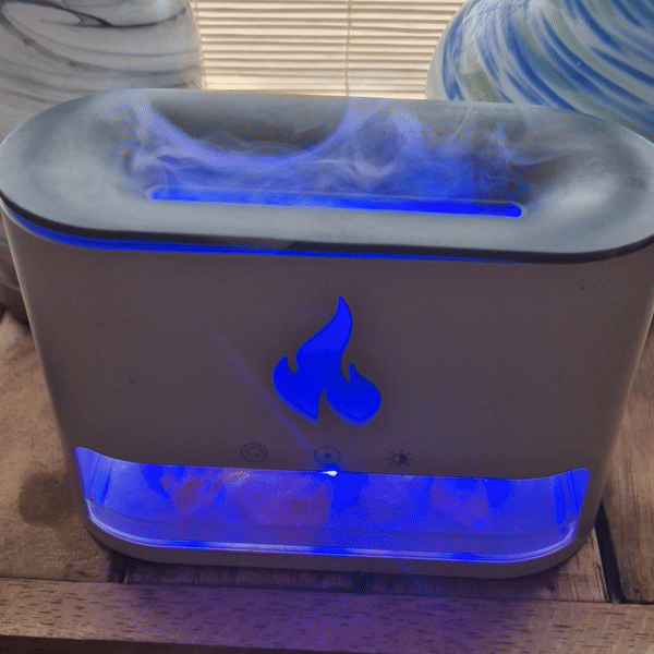 White Blaze Aroma Diffuser - Himalayan Salt Chamber - USB-C - Flame Effect