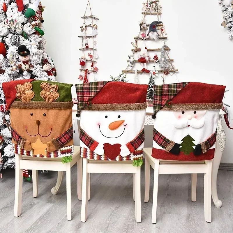 Festive Cartoon Christmas Chair Covers - Holiday Decoration Set
