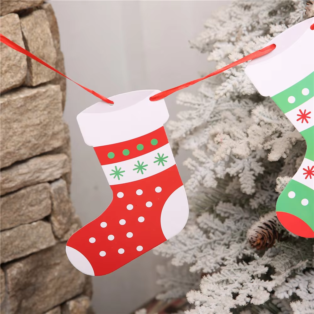 Merry Christmas Banner Garland Decor with Santa, Snowman & Elk for Home