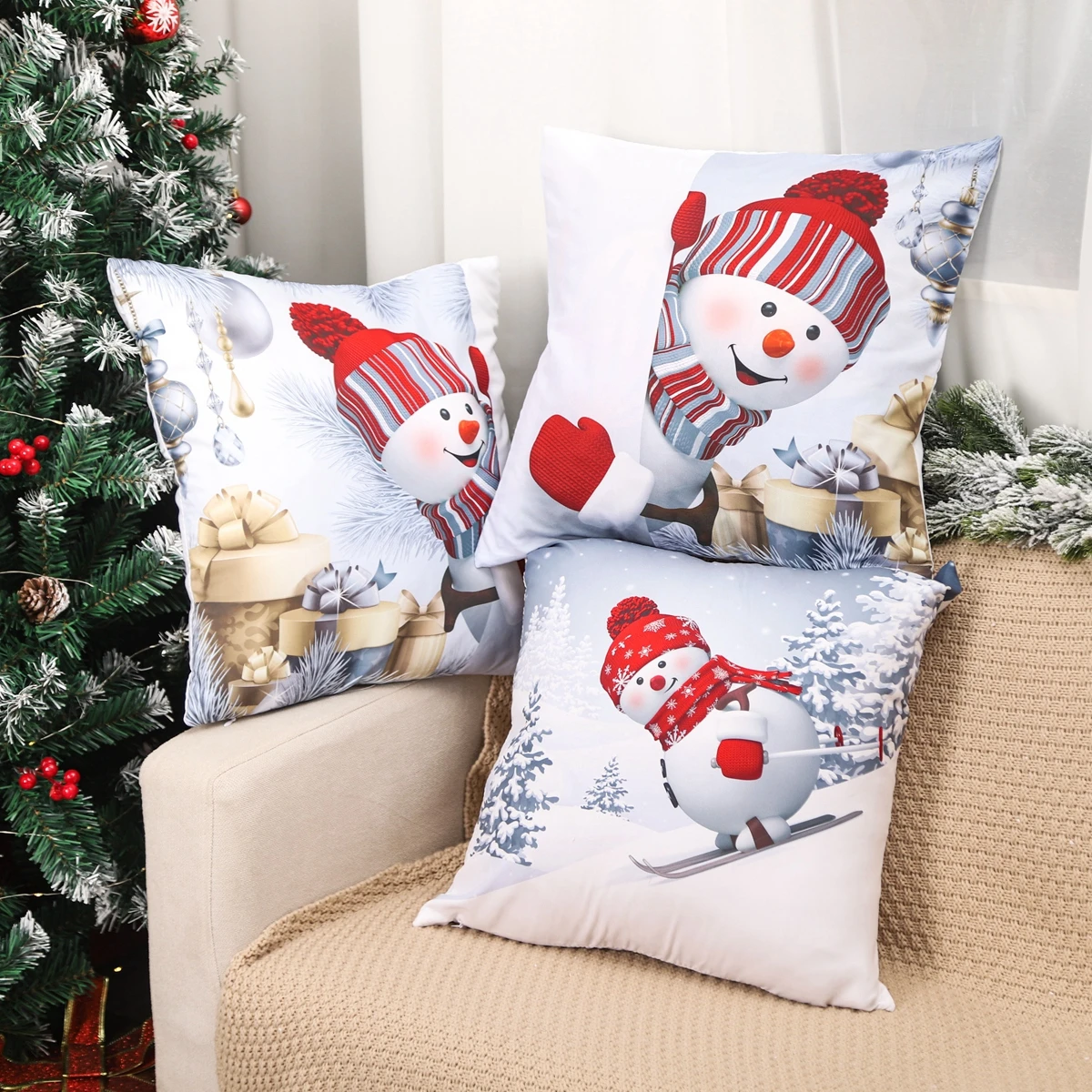 Merry Christmas Cushion Cover - Festive Home Decor