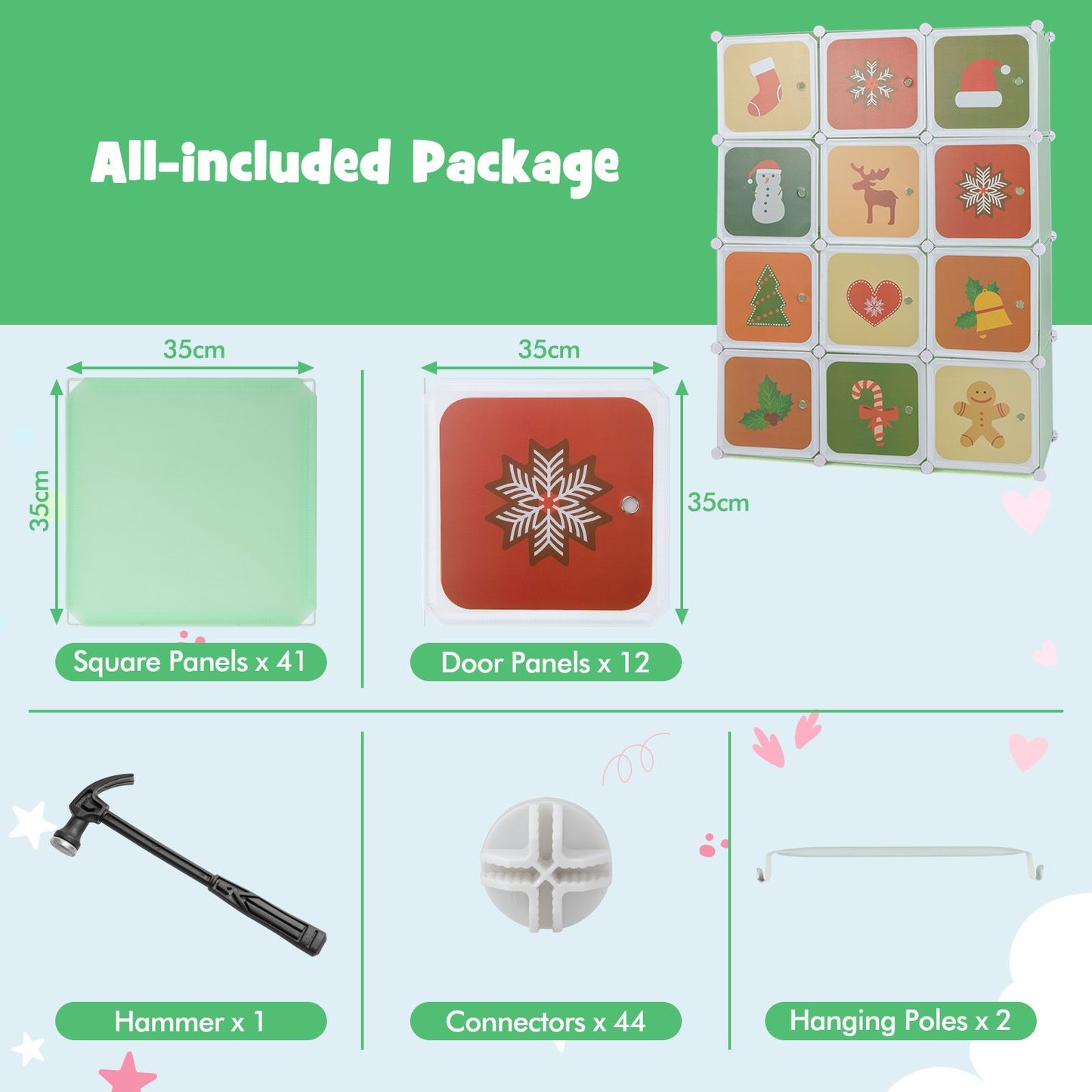 12-Cube Kids Wardrobe Dresser - Stylish Storage for Children's Bedroom