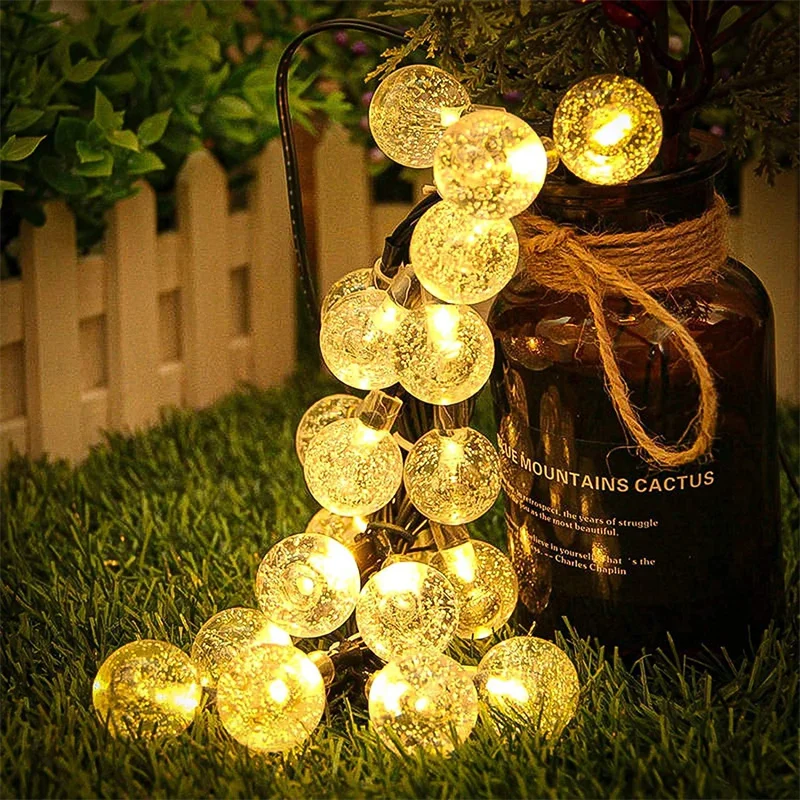 Waterproof Solar String Lights - 8 Modes Decorative Globe Garland for Outdoors