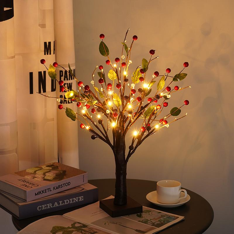 Red & Gold LED Fruit Tree Lights for Halloween, Christmas & Party Decor