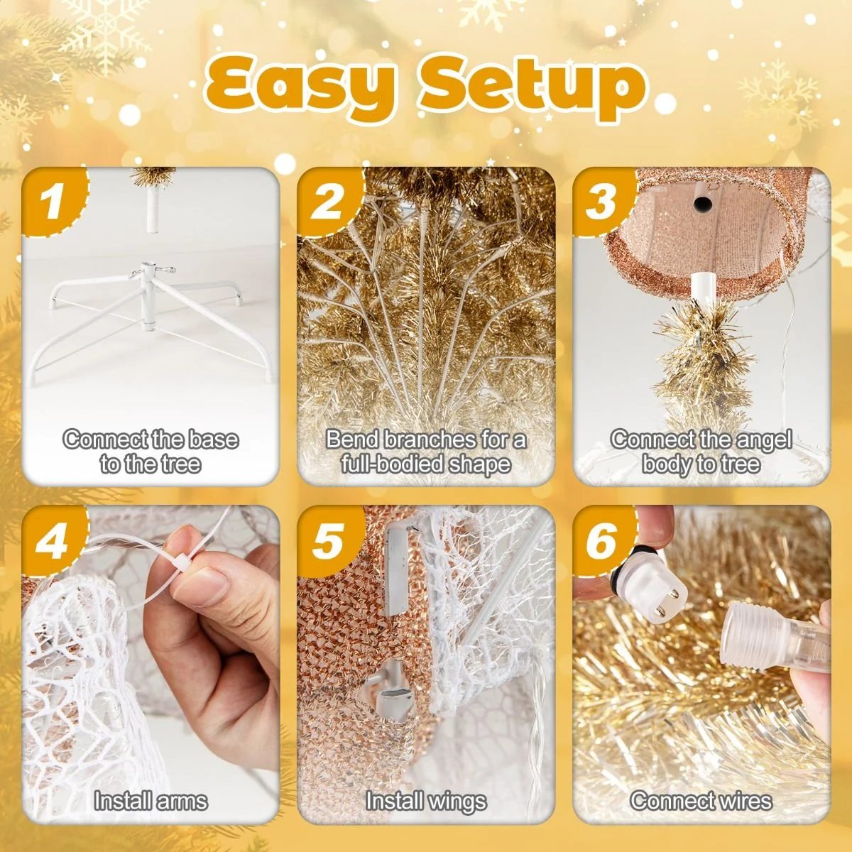 1.57M Illuminated Christmas Angel Tree with Praying Hands