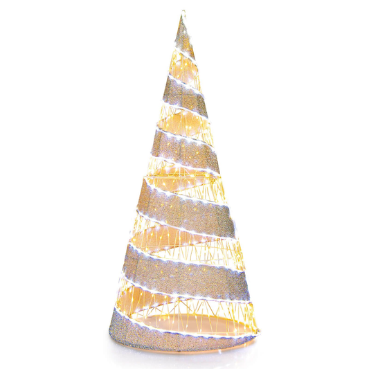 5FT Pre-Lit Christmas Cone Tree with Warm White & White LED Lights