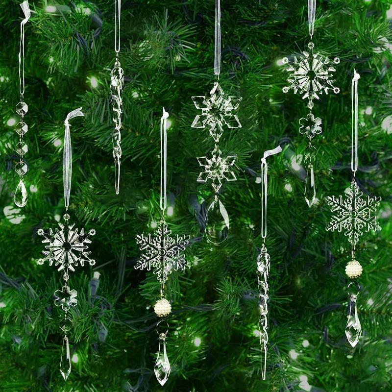 18Pcs Crystal Snowflake Ornaments for Christmas Tree & Winter Parties