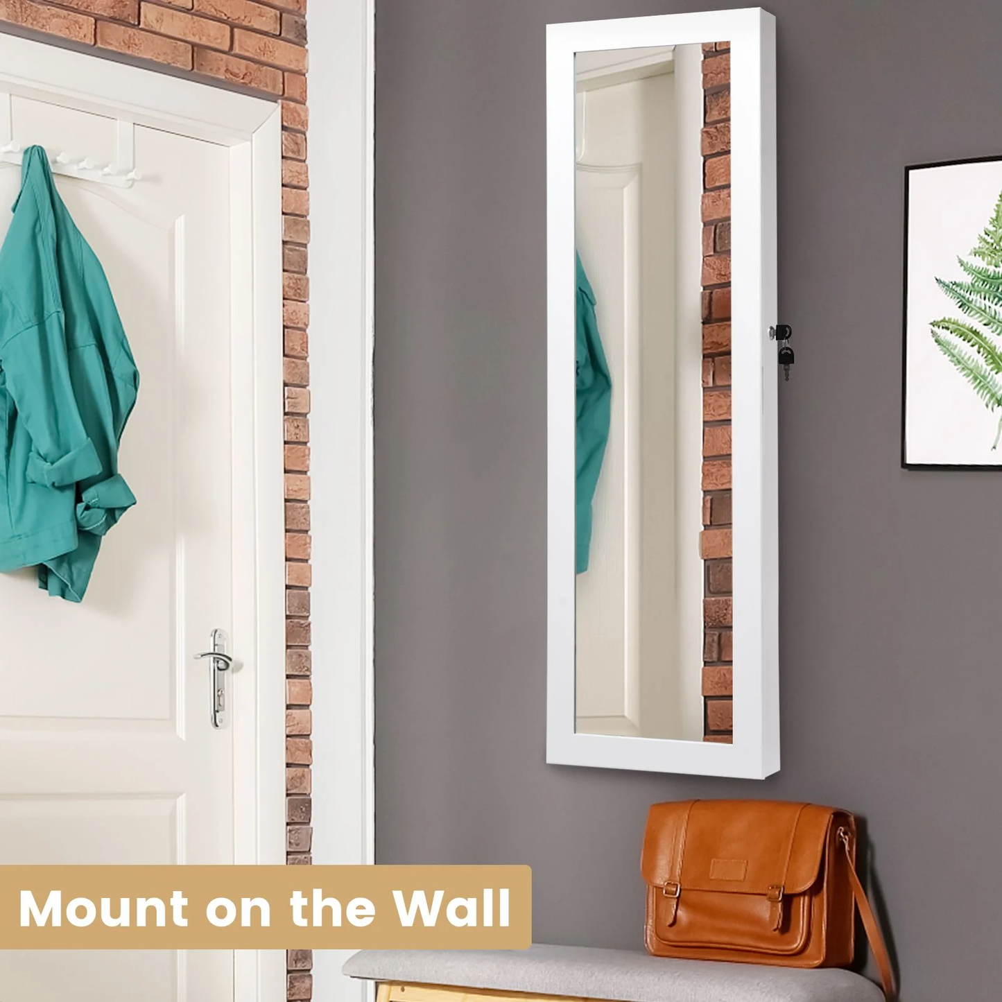 120Cm Full Length Lockable Mirror Jewelry Cabinet with 15 Leds