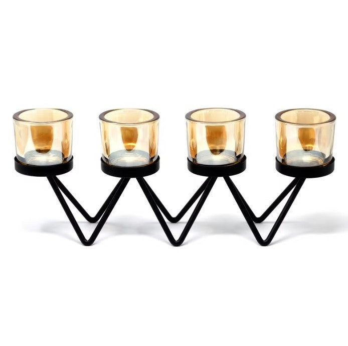 Centrepiece Iron Votive Candle Holder - 4 Cup Zig Zag