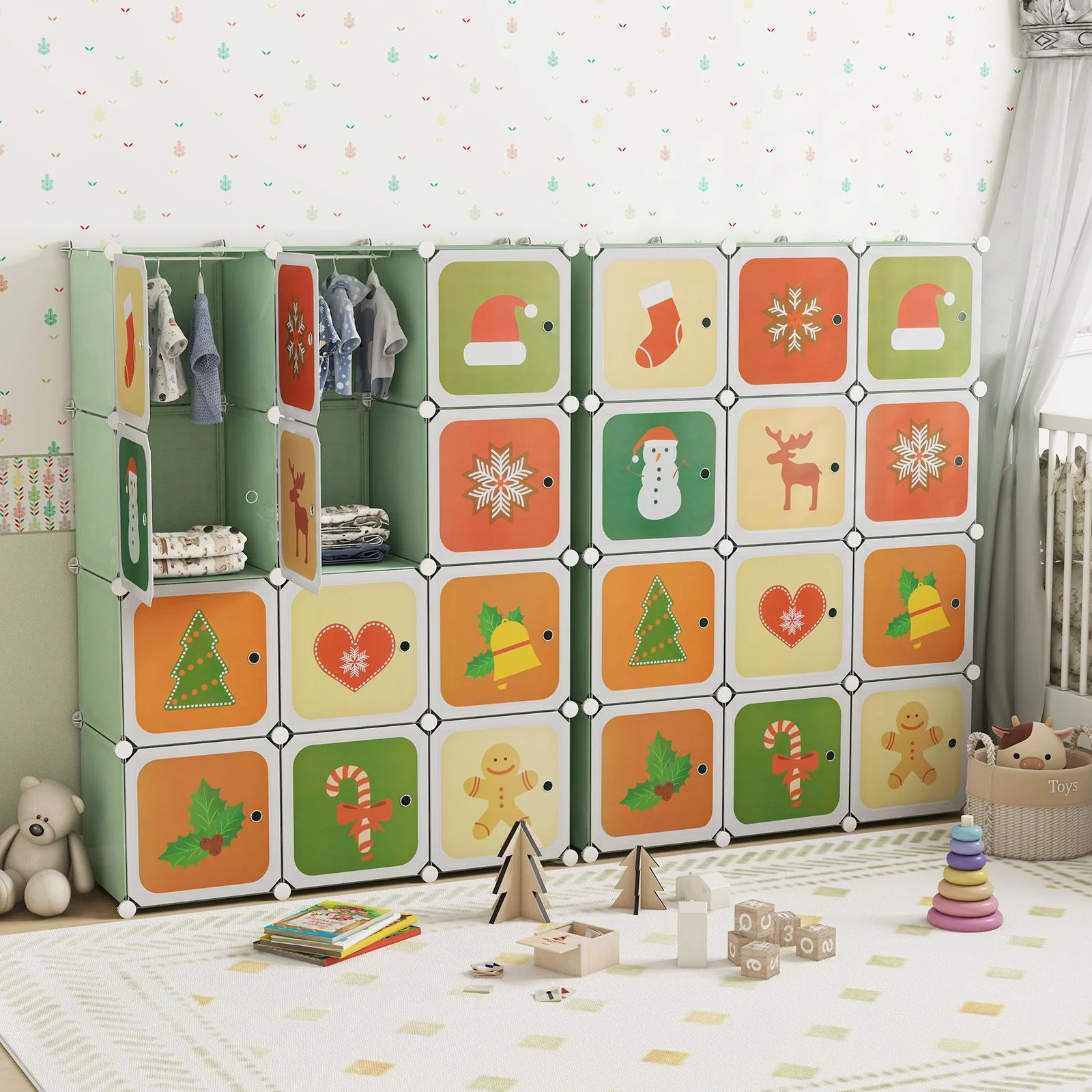 12-Cube Kids Wardrobe Dresser - Stylish Storage for Children's Bedroom