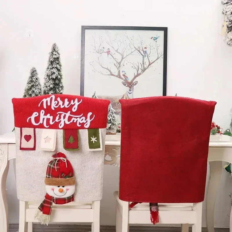 Festive Cartoon Christmas Chair Covers - Holiday Decoration Set