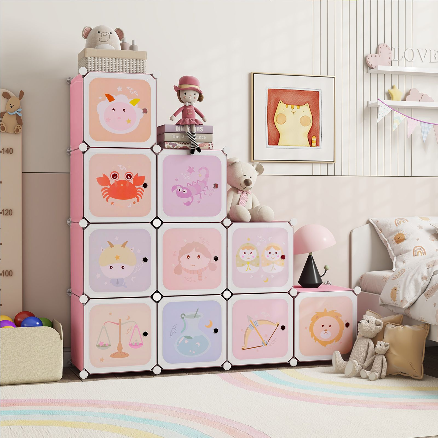 12-Cube Kids Wardrobe Dresser - Stylish Storage for Children's Bedroom