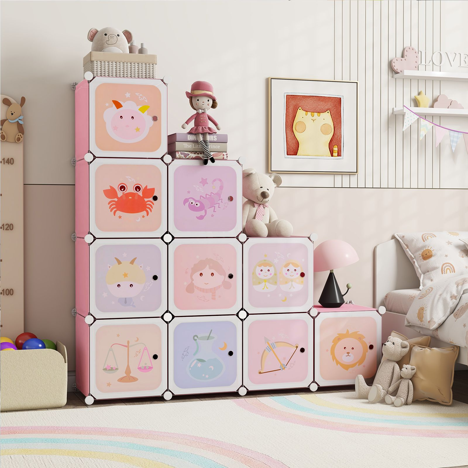 12-Cube Kids Wardrobe Dresser - Stylish Storage for Children's Bedroom