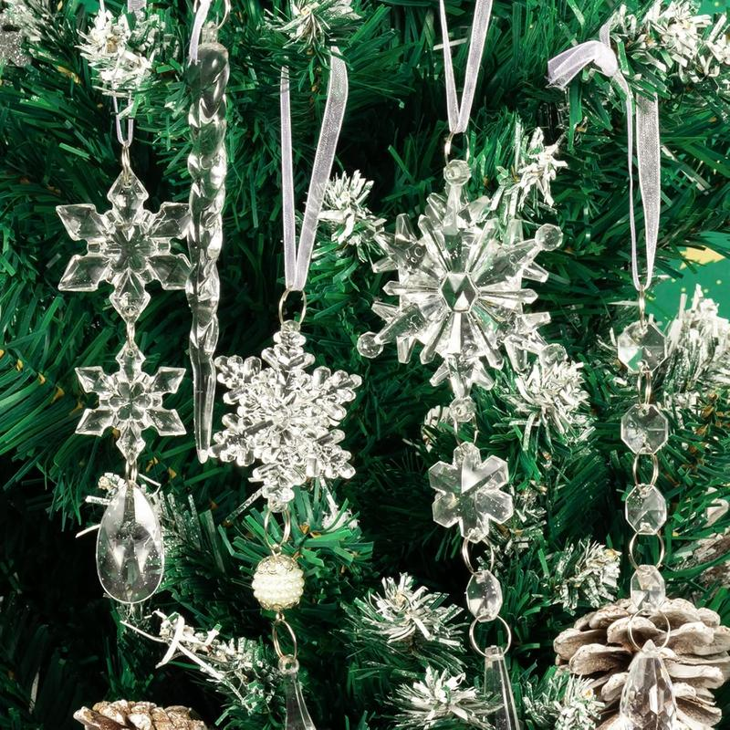 18Pcs Crystal Snowflake Ornaments for Christmas Tree & Winter Parties