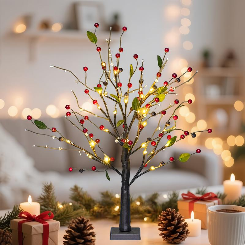 Red & Gold LED Fruit Tree Lights for Halloween, Christmas & Party Decor