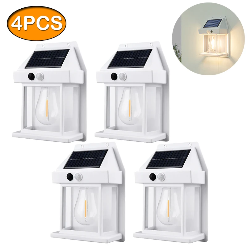 Solar Tungsten Night Lamp Intelligent Motion Sensor Wall Lamp 3 Lighting Modes W
