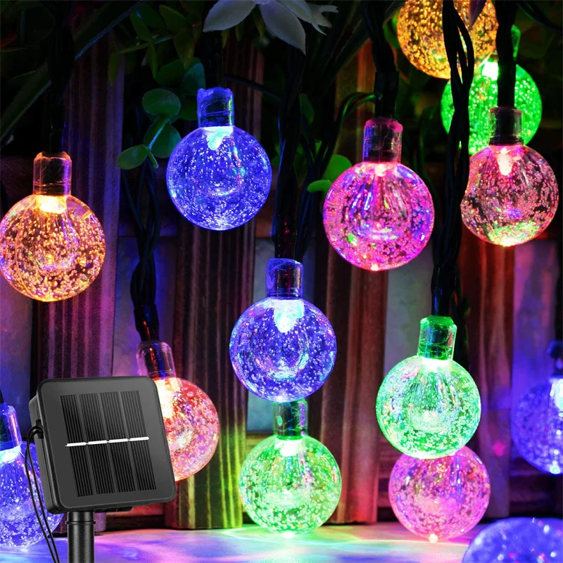 Waterproof Solar String Lights - 8 Modes Decorative Globe Garland for Outdoors