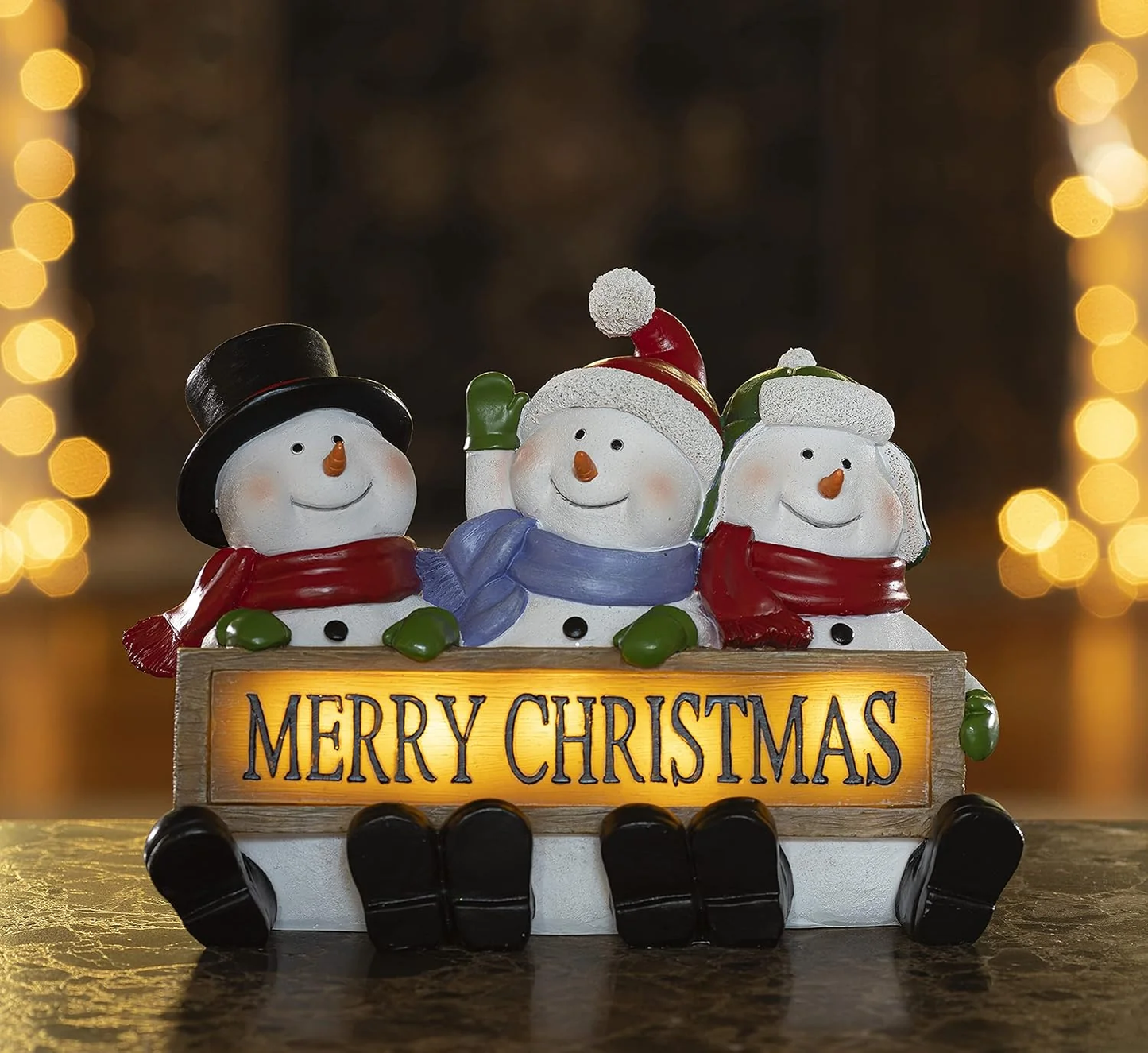 Lighted Snowman Trio - Festive LED Christmas Decor for Indoor Holiday Cheer