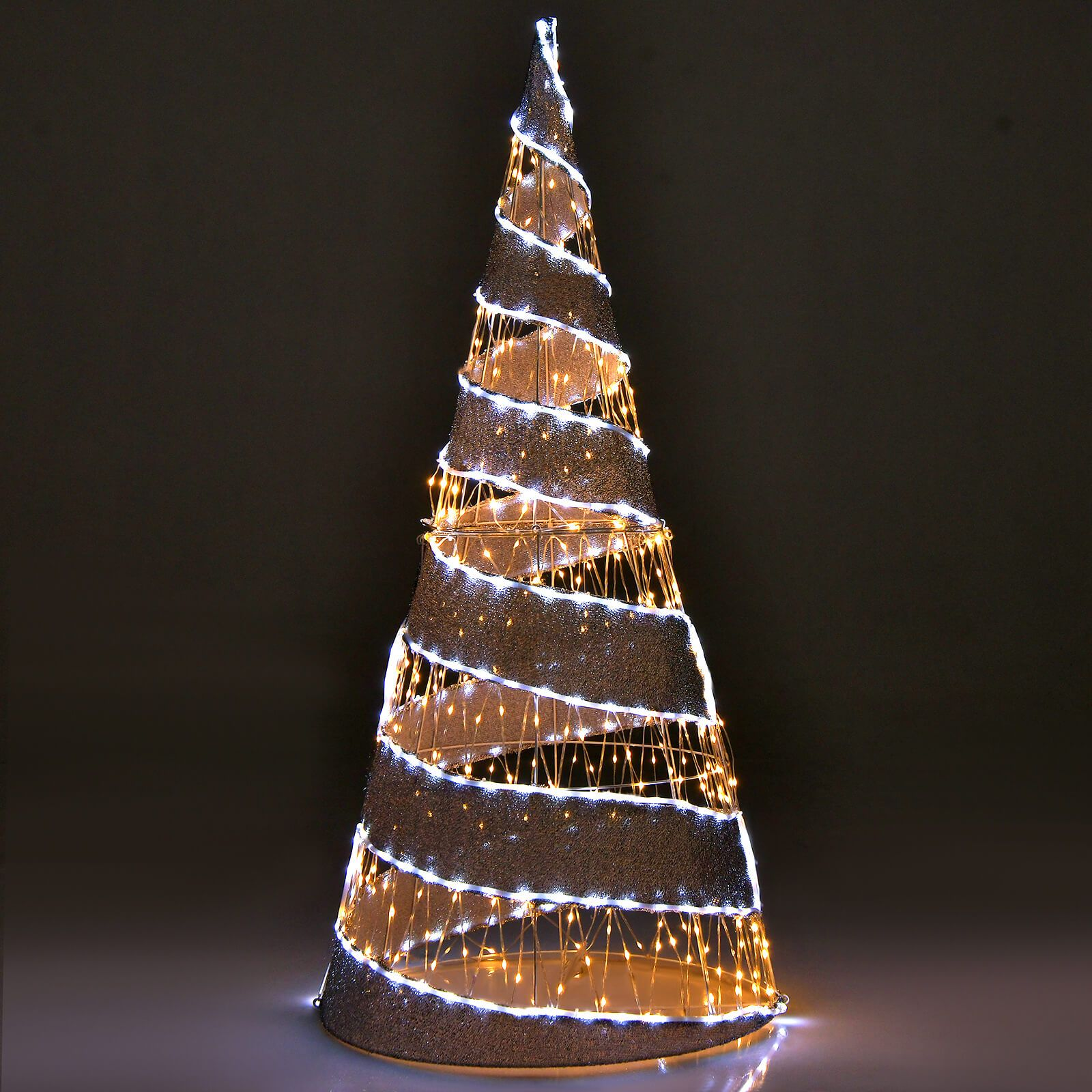 5FT Pre-Lit Christmas Cone Tree with Warm White & White LED Lights