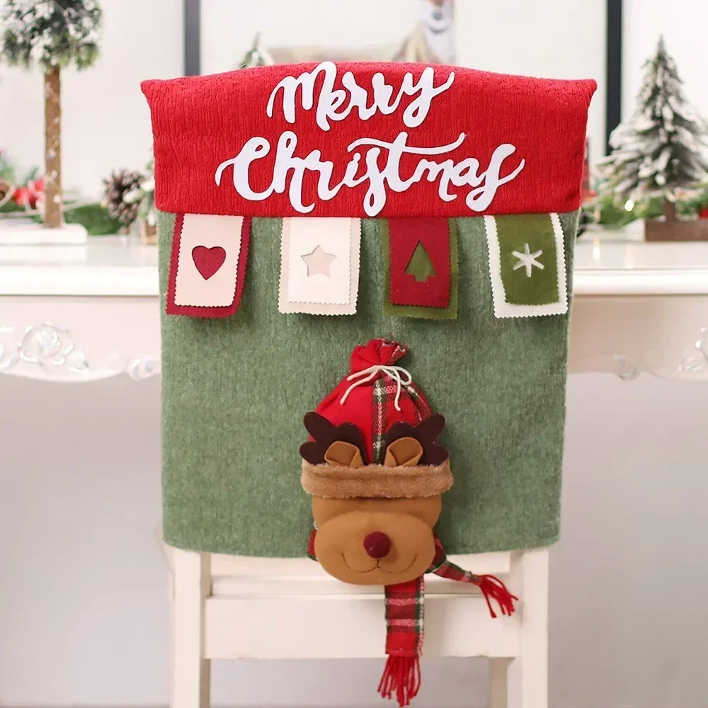 Festive Cartoon Christmas Chair Covers - Holiday Decoration Set
