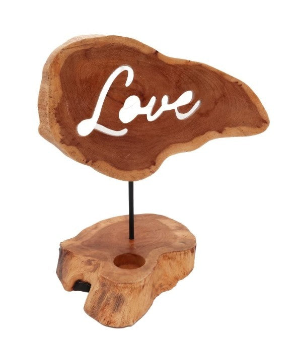 candle holder sign - love