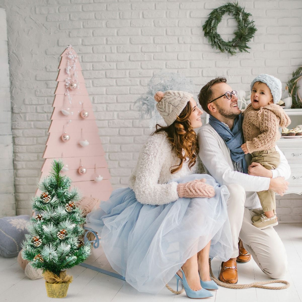 2ft Snow Flocked Pine Christmas Tree with Pine Cones - Festive Decor