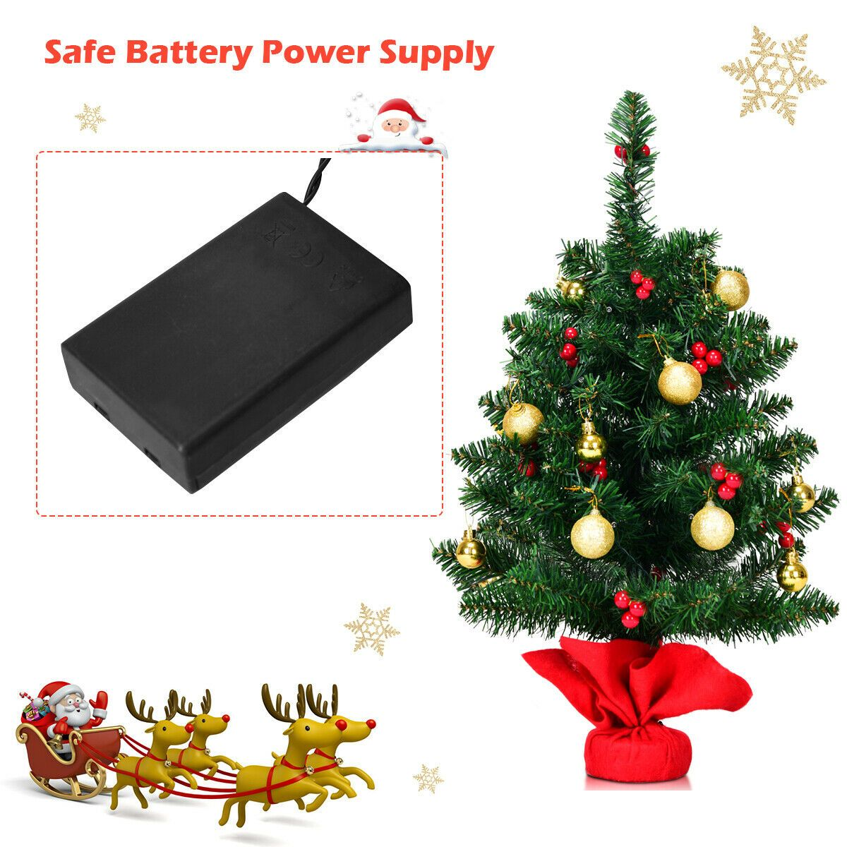 2FT PVC Christmas Tree with LED Lights - Perfect Holiday Decoration!