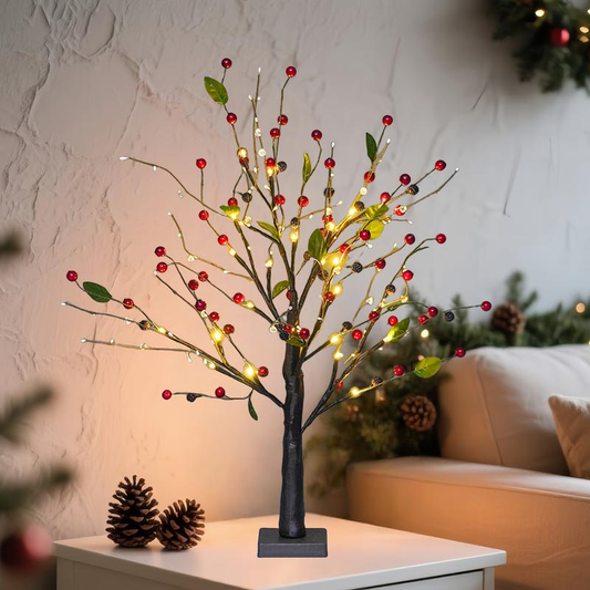 Red & Gold LED Fruit Tree Lights for Halloween, Christmas & Party Decor