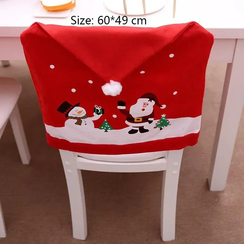 Festive Cartoon Christmas Chair Covers - Holiday Decoration Set