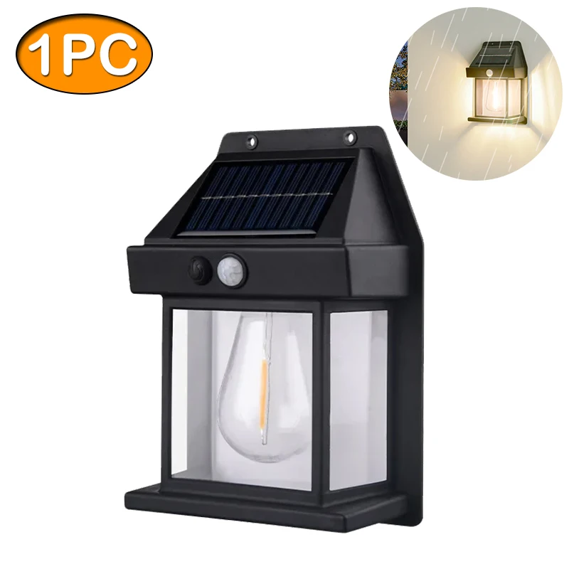 Solar Tungsten Night Lamp Intelligent Motion Sensor Wall Lamp 3 Lighting Modes W