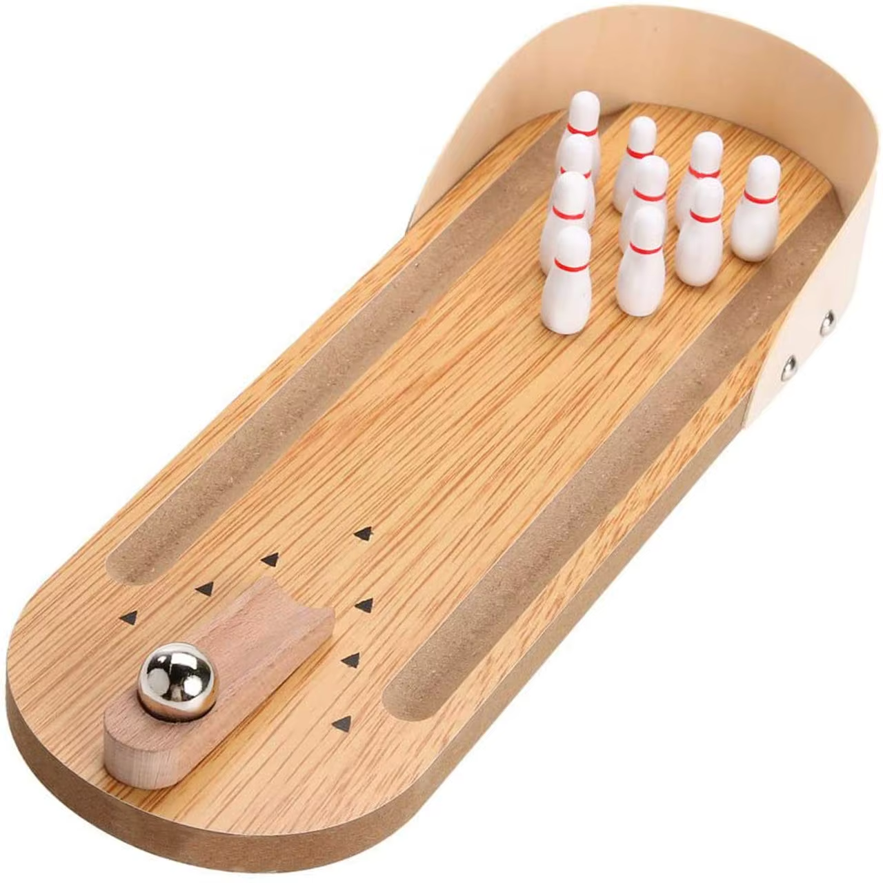 Mini Bowling Game - Wooden Desk Arcade for Fun & Stress Relief - Great Gift!
