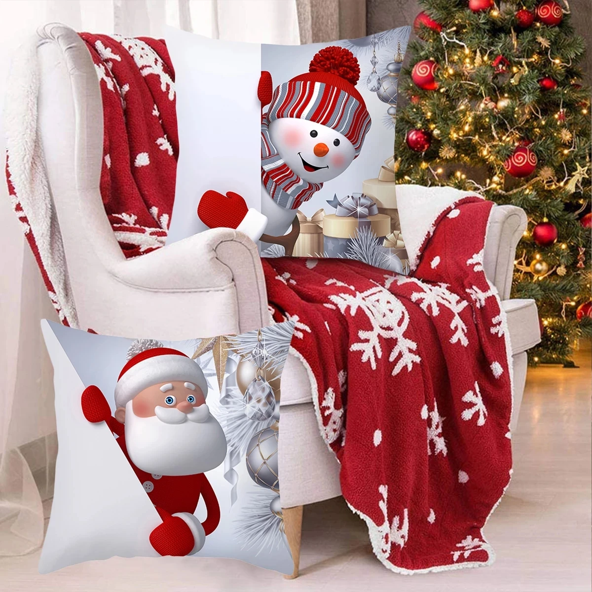 Merry Christmas Cushion Cover - Festive Home Decor