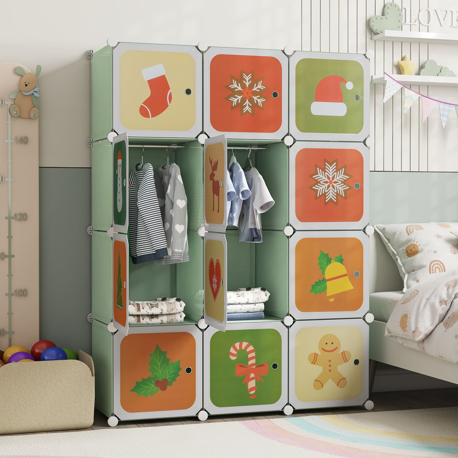 12-Cube Kids Wardrobe Dresser - Stylish Storage for Children's Bedroom