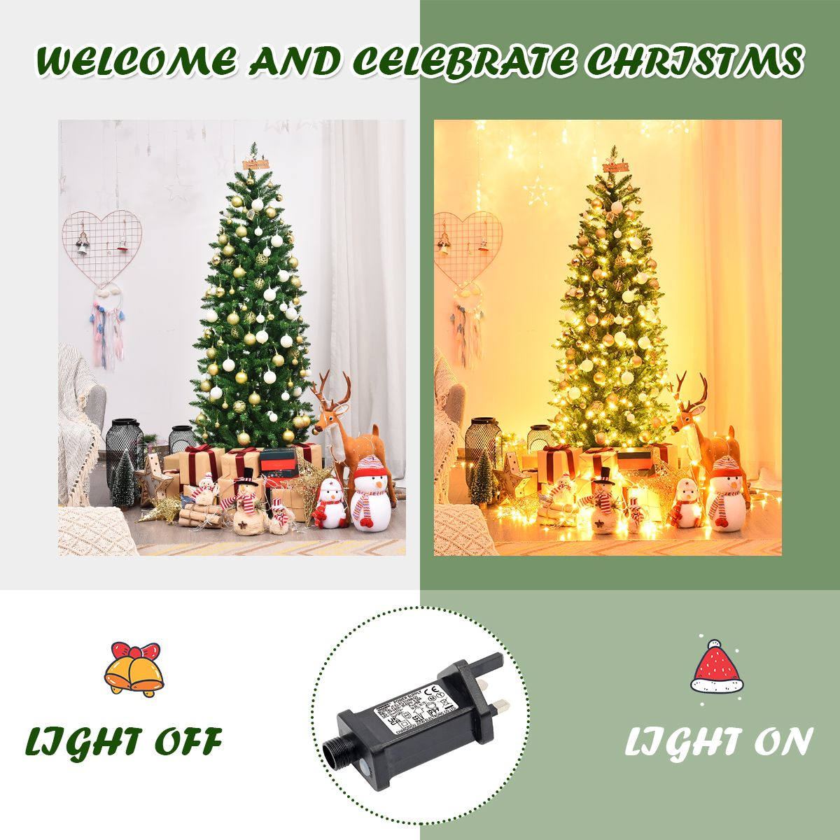 Pre-Lit Pencil Christmas Tree with Warm White UL-Listed Lights for Holiday Cheer