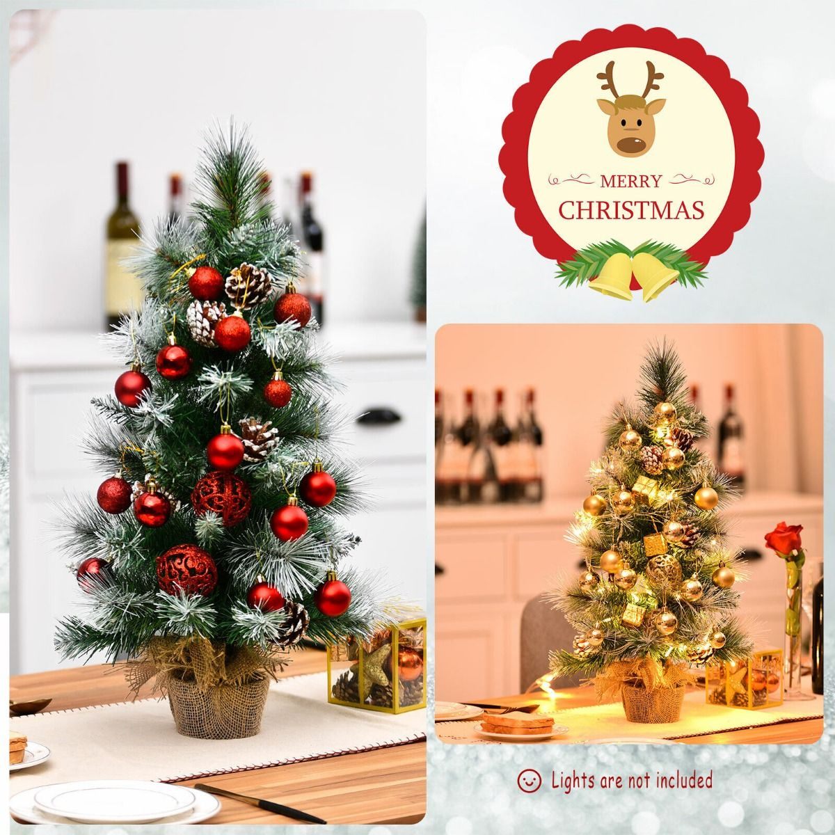 2ft Snow Flocked Pine Christmas Tree with Pine Cones - Festive Decor