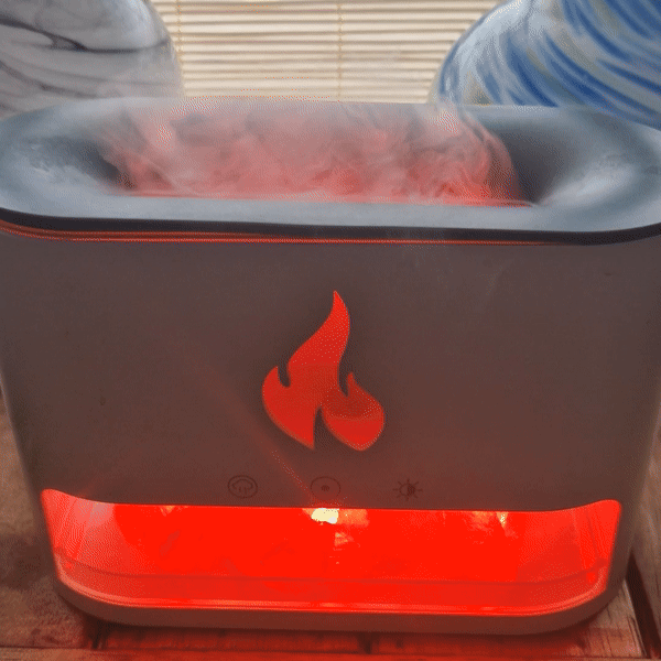 White Blaze Aroma Diffuser - Himalayan Salt Chamber - USB-C - Flame Effect